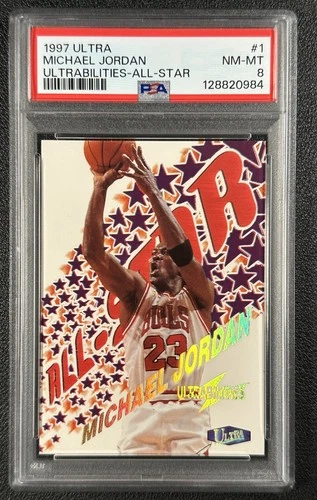 MICHAEL JORDAN PSA 8 1997-98 FLEER ULTRA #1 AS ULTRABILITIES ALL STAR 984