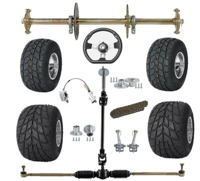 32'' Rear Axle Kit 5'' Wheels Tires Rims 11x7.10-5 for Racing Go Kart Drift Trike