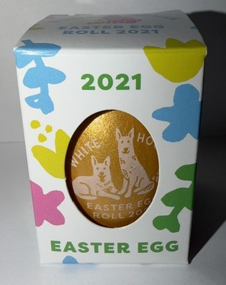 2021 Pres.  Biden White House Official Wooden GOLD Commemorative Easter Egg New