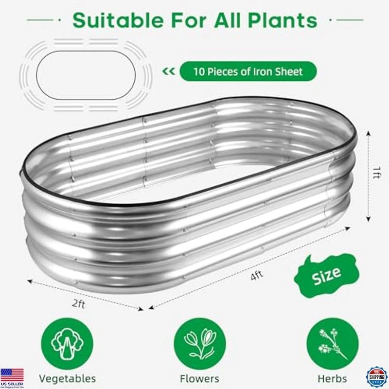 Paquete de 2 camas de jardín elevadas galvanizadas JERIA - 4 pies x 2 pies x 1 pie jardineras para plantas Foto 2 de 4