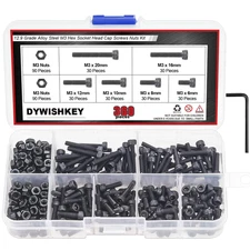 360pcs M3 Hex Socket Cap Bolts Screws & Nuts Kit 12.9 Grade w/ Wrench