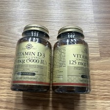 2 X Solgar Vitamin D3 Cholecalciferol 125 mcg 5000 IU 100 Softgels