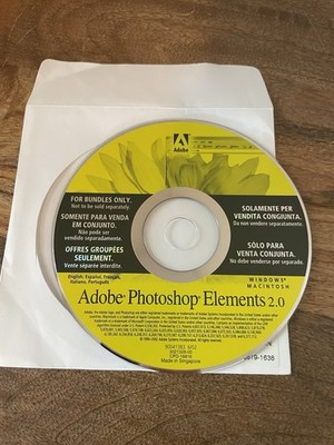 Adobe Photoshop Elements 2.0. Vintage Image Editing Software W/ Code