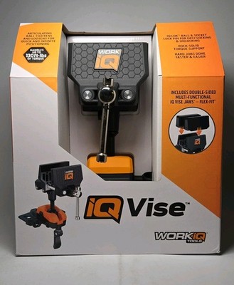 WORK IQ Tools IQ Vise 3.75 in Jaw Multi-Axis Metal Clamp Vise Black/Orange