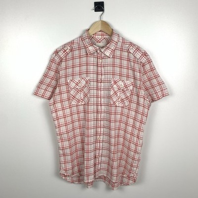 Vintage Diesel Karo Hemd Kurzarm Avantgarde Style Y2K Größe XL Weiß Rot
