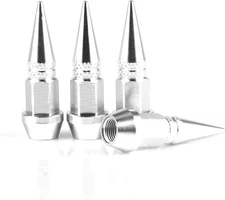 SINGARO 45mm Spiked Aluminum Stem Valve Caps,4PCS Dustproof Tire 45MM-Sliver 