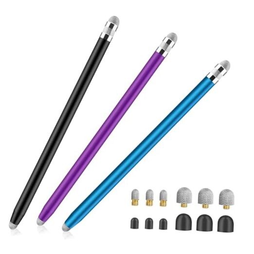 4-in-1 Stylus Pen for Touch Screens - High Sensitivity in Black Blue Purple-image