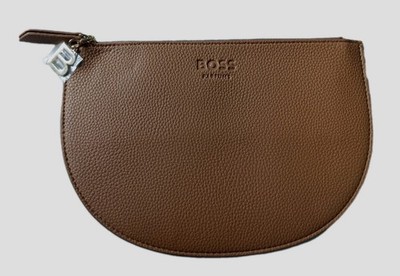 Hugo Boss Mocha Brown Toiletry Bag Pouch Travel 9 1/2'' X6 1/2'' - NWOT