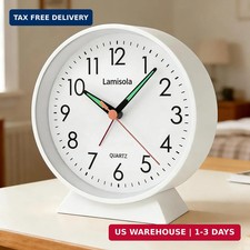 4.5 Inch Small Silent Analog Alarm Clock, Retro Battery Operated Desk Clock with