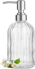 Clear Glass Soap Dispenser with 304 Rustproof Stainless Steel Pump 18oz for