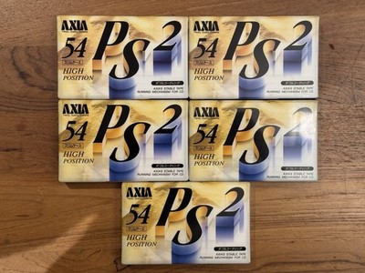 Set of 5 AXIA PS-2 54min Type II Blank Audio Cassettes. Japan 1994