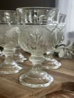 Set Of 6, 1960s-1970s Indiana Glass Pebble Leaf Water Goblet, Pressed Glass — photo 3