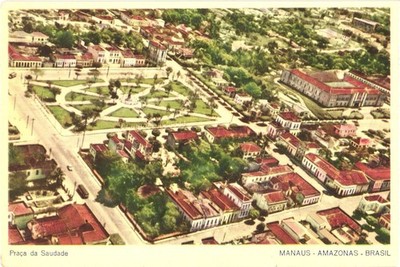 Manaus Amazonas Brazil Saudade Square Bird's Eye View Vintage Postcard
