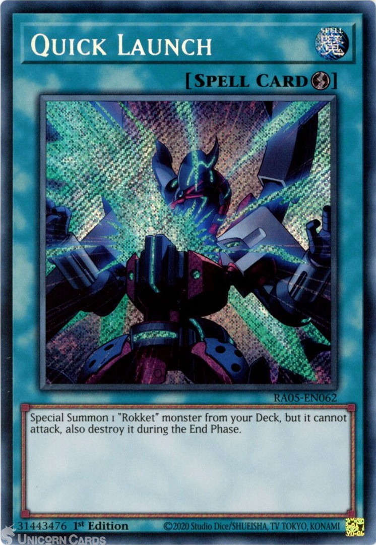 RA05-EN062 Quick Launch : Secret Rare 1st Edition Mint YuGiOh Card