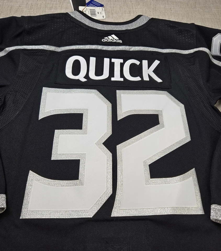 Camiseta Adidas Los Angeles Kings talla 46 para hombre Jonathan Quick #32 negra blanca NHL Foto 4 de 4