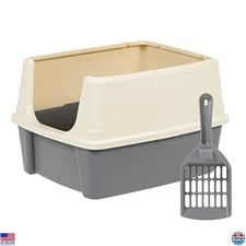 Extra-Large Cat Litter Box with Elevated Sides & Open Top - 19x15x11.75 inches
