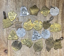 Vintage Brass Aluminum Dog Tag License Rabies...