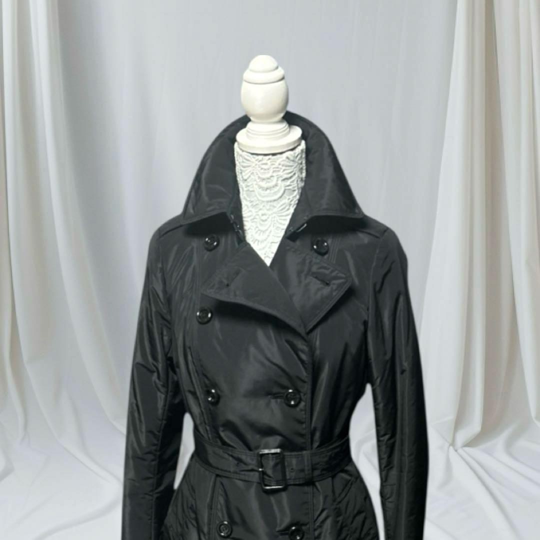 Burberry London Padded Trench Coat Black Polyester With Belt Size 40 For Women thumbnail 15