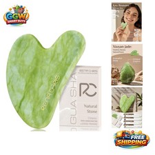 Natural Jade Gua Sha Tool for Facial Massage  Anti-Aging Therapy   Mint Green