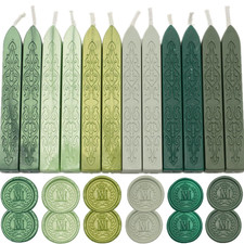 6 Colors Wax Seal Sticks, Sage Green Sealing Wax Sticks with Wicks, 12 Pcs Olive