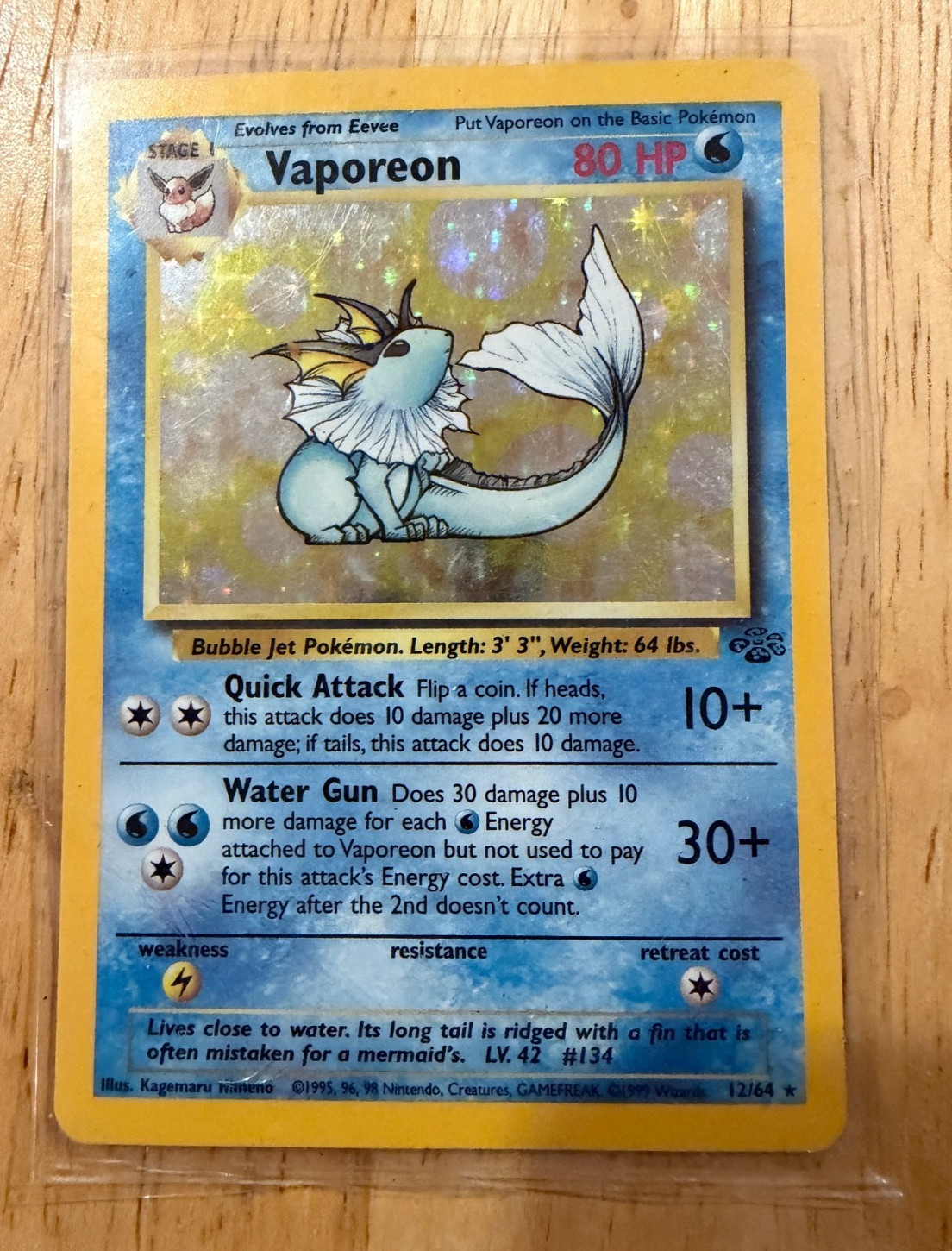 Vaporeon 12/64 Holo From Pokemon Jungle