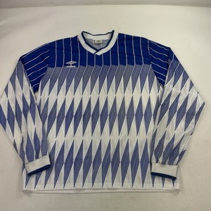 Vintage 90s Umbro Glanz Blue/White Soccer Jersey - Size XL Made USA Long Sleeve