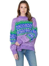Xirena Sweater XS Woman  s Boho Chic Purple Green Blue Alpaca Wool Oversized