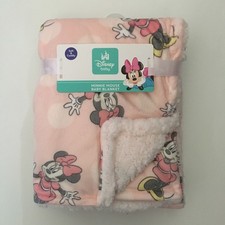NEW Disney Baby Minnie Mouse Baby Blanket Reversible to Sherpa Cozy Baby Gift