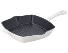 SILVERCREST Gusseisengrillpfanne Grillpfanne Gusseisen Premium Ø24 cm weiss