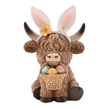 The Eggs-traordinary Gifting Co Highland Cow With Easter Basket ONE SUPPLIED