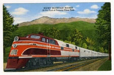 1940s/1950s? Postcard- Rocky Mountain Rocket At Pikes Peak- Rock Island RR