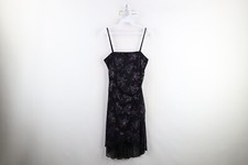 Vtg 90s Y2K Babydoll Womens Medium Glitter Flower Sheer Fairy Bella Dress USA