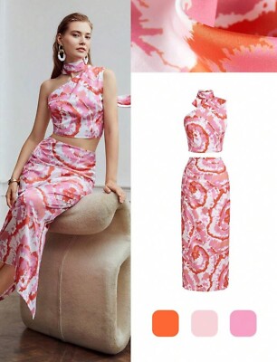 Moft Two Piece One Shoulder Tie Neck Set (M)