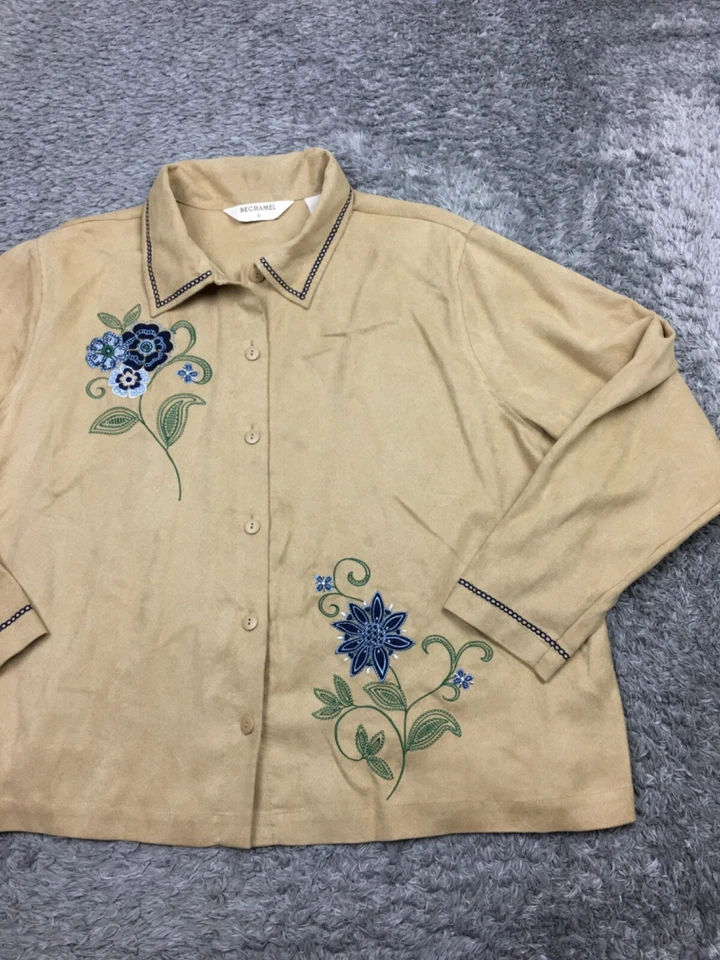 Camisa Bechamel Abotonada Mujer Talla 2X Beige Tostado Gamuza-Como Poliéster Foto 2 de 4