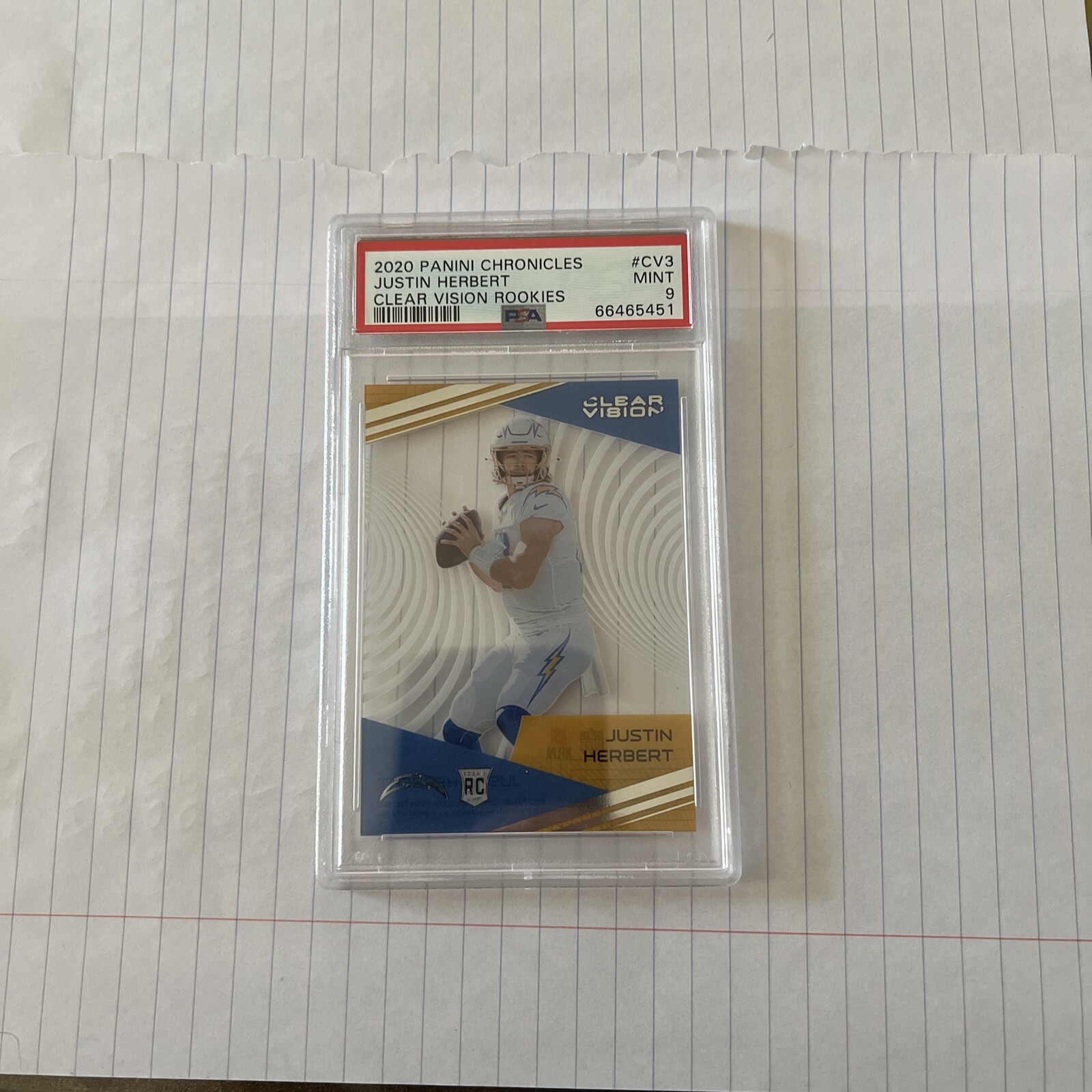 2020 Chronicles Clear Vision Rookies Justin Herbert PSA 9 Chargers
