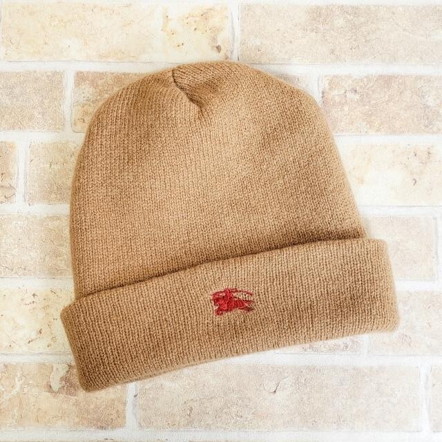 Burberry 100% Wool Beanie hat cap horse loge color beige fashion