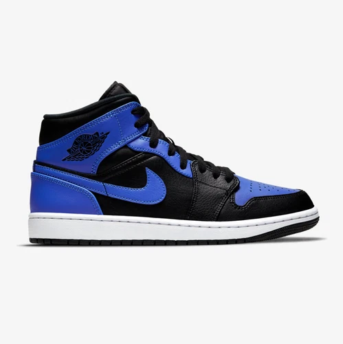 Size 9.5 - Nike Air Jordan 1 Mid Hyper Royal Black Leather 554724-077