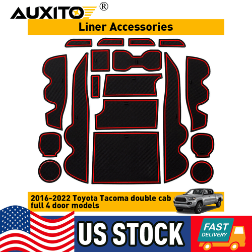 Liner Accessories For Toyota Tacoma 2016-22 Cup Door Console Pocket Insert Red - Picture 12 of 12