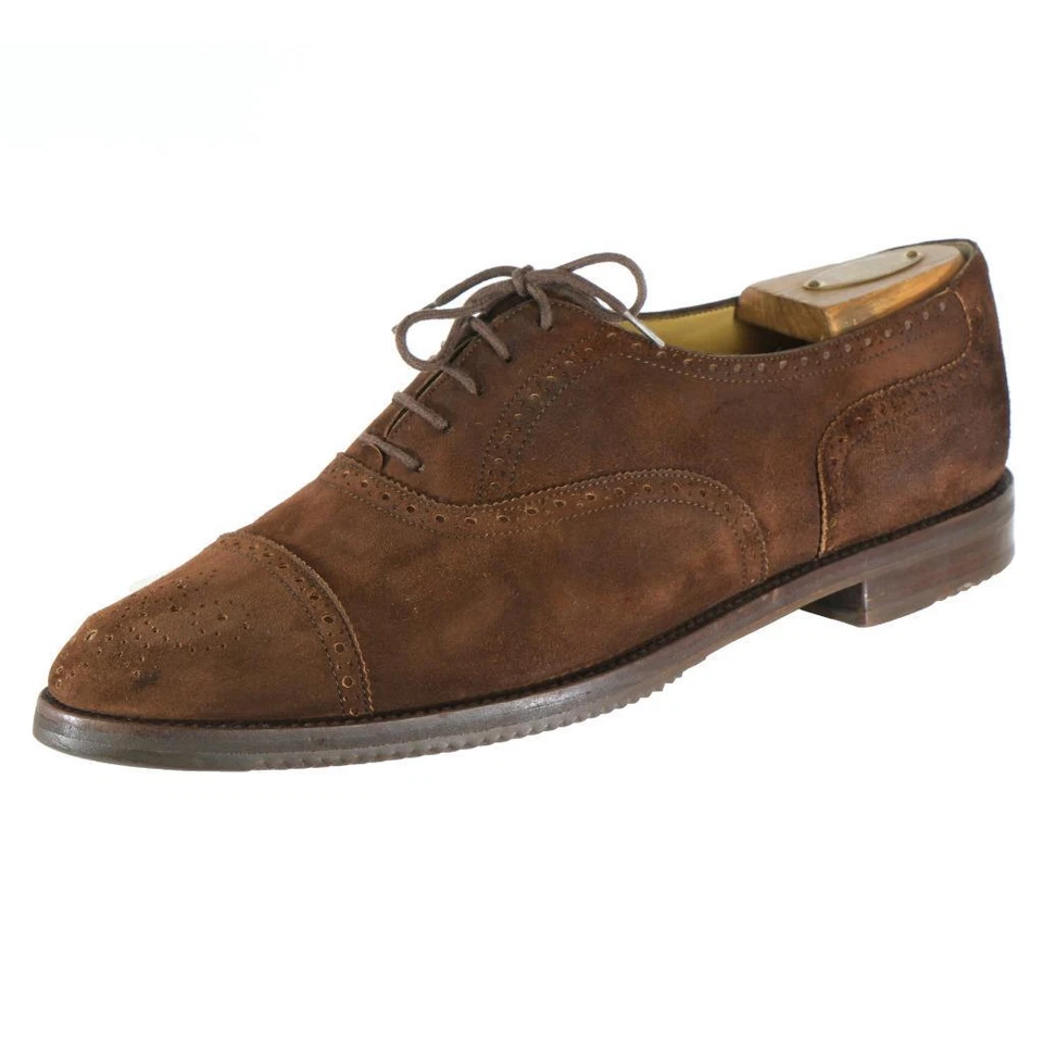 Vintage COLE HAAN Old Stock Dress Shoes Oxfords Sz. 11 D Dark Brown Suede ITALY