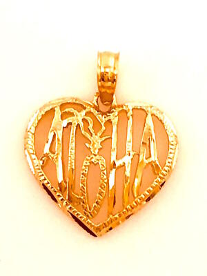 14K Massiv Rotgold Hawaii Palme Ananas 18mm Aloha Herz Anhänger.C553