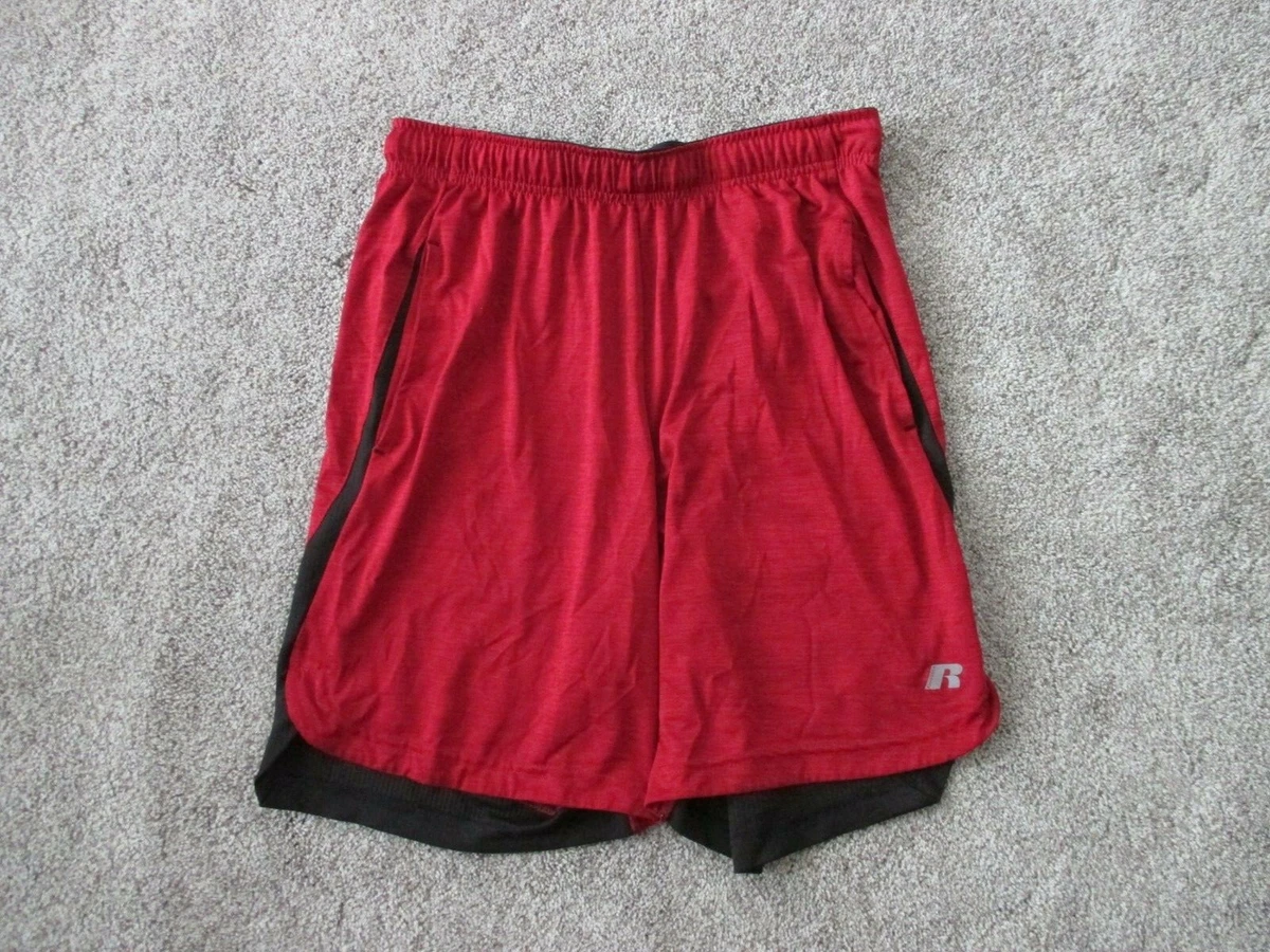 Russell FreshForce Shorts Size S 28 30 Red Black Elastic Waist
