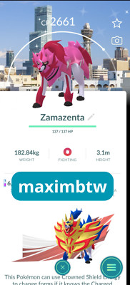 Pokémon go shiny Zamazenta Zacian with Special Background-Tr de 20k OR