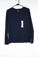 Women's Time and Tru Long Sleeve Relaxed Fit Tee Blue Small