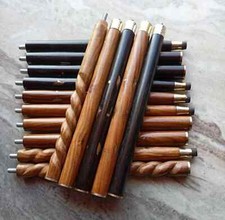 Set of 5 PCs 3 Fold Walker Wooden Walking Stick Cane For Head Handle Only Shaft