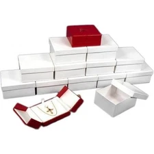 12 Red Pendant Boxes with Snap Lids 3 1/2"