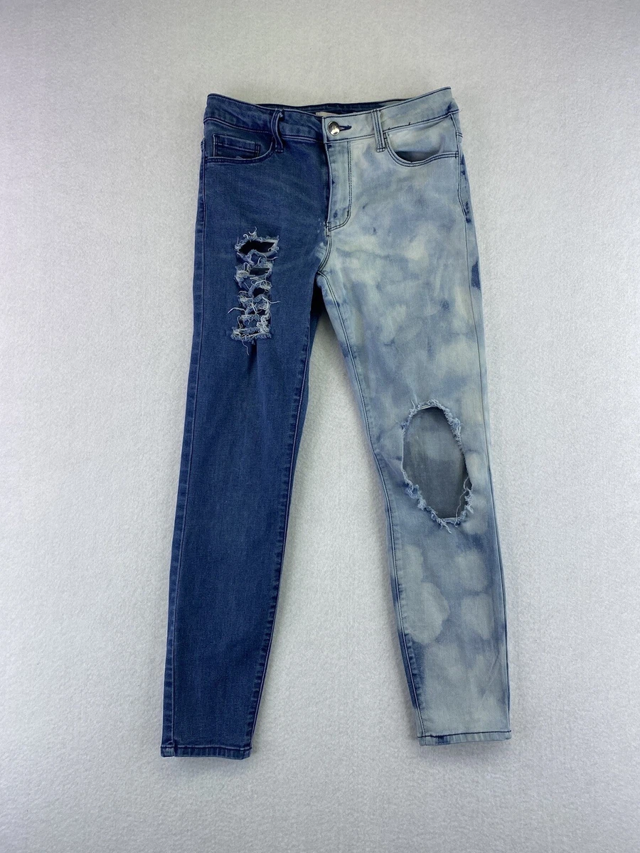 Forever 21 Women's Size 26 Acid Wash 2 Tone Blue Distressed Skinny