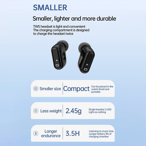 Smart Watch with Earbuds Men Smartwatch 2 In 1 Wireless Headset For Android iOS - Picture 11 of 20