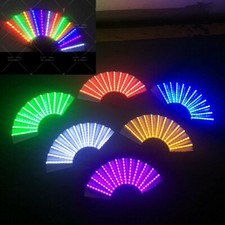 Rechargeable LED Light Chinese Hand Fans Held Folding Fan DJ Party Dance Props