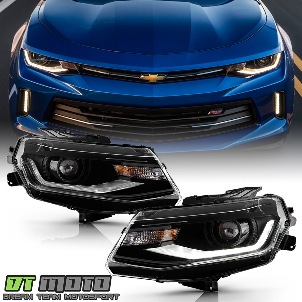 20162022 Chevy Camaro HID/Xenon Chrome LED Tube Projector Headlights