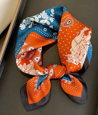 100 Silk Scarf Women Vintage camel Print Neckerchief Bandana 53 53cm